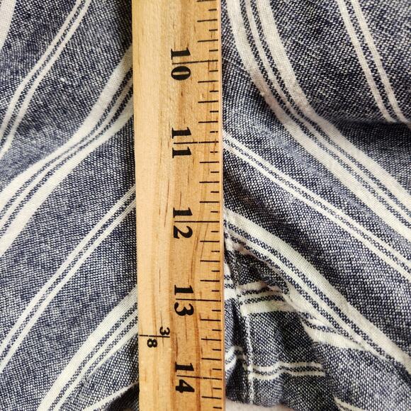 Gap Striped Blue/Cream Linen Blend Pullon Pants Women’s SZ LG Beachy Breathable - Picture 10 of 13